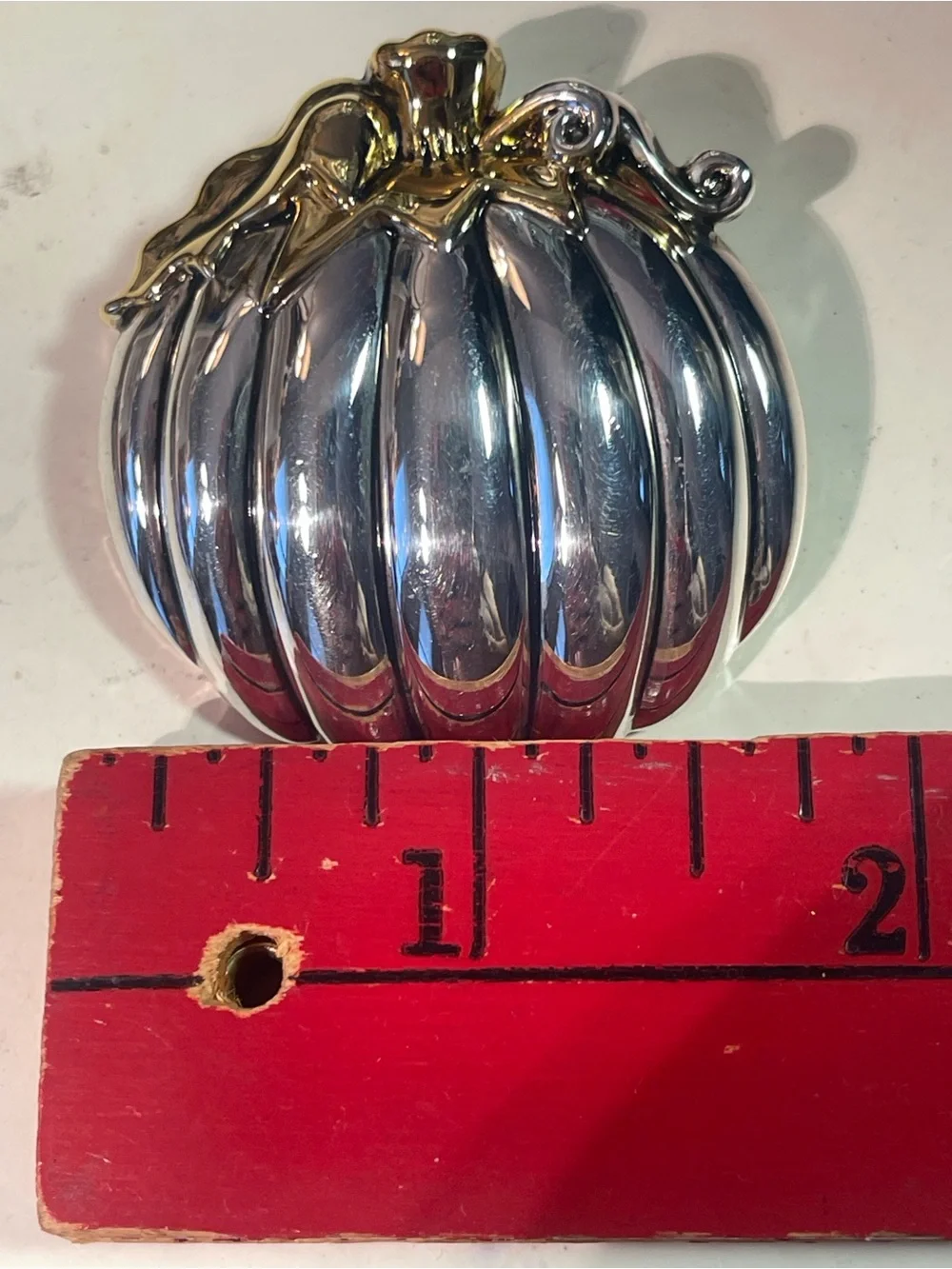 Silver and gold-tone pumpkin brooch or pendant by Best - 1.75” wide